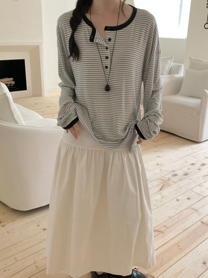 Henley Striped Top(3 colors)