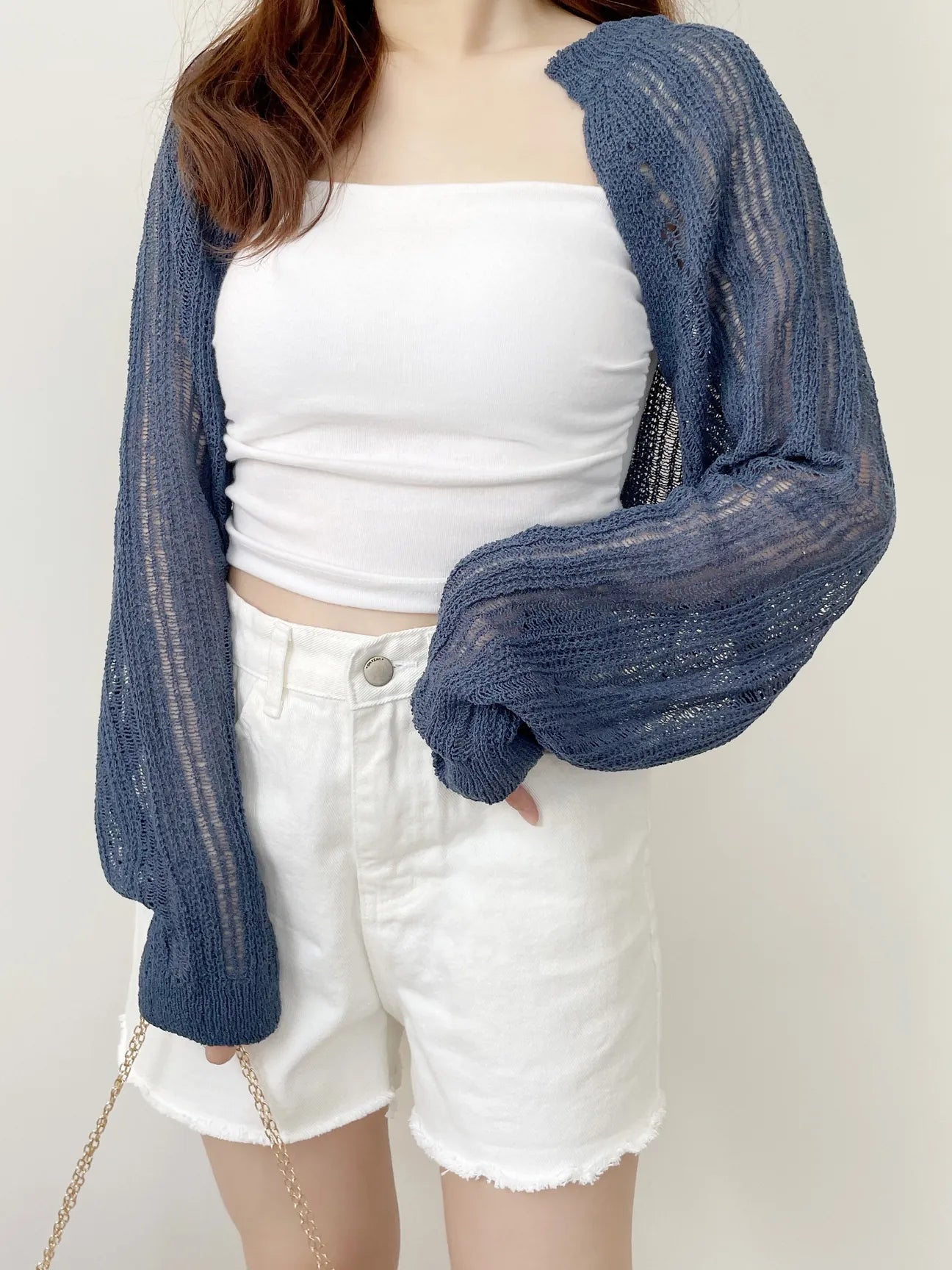 Minimalist Arm-Slimming Bolero Open Front Cardigan(Navy)