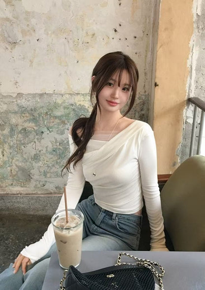 Ethereal Cowl Neck Sheer Tee(3 Colors)