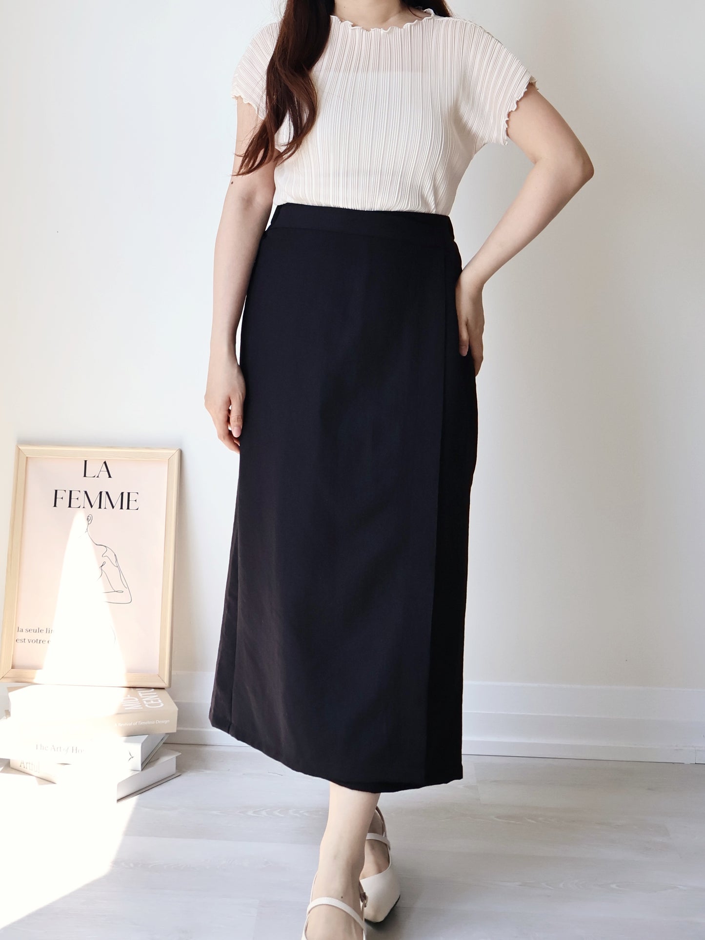 [Wrinkle-Free] Elegant Cool-Touch Vertical Pleat Top(Cream)
