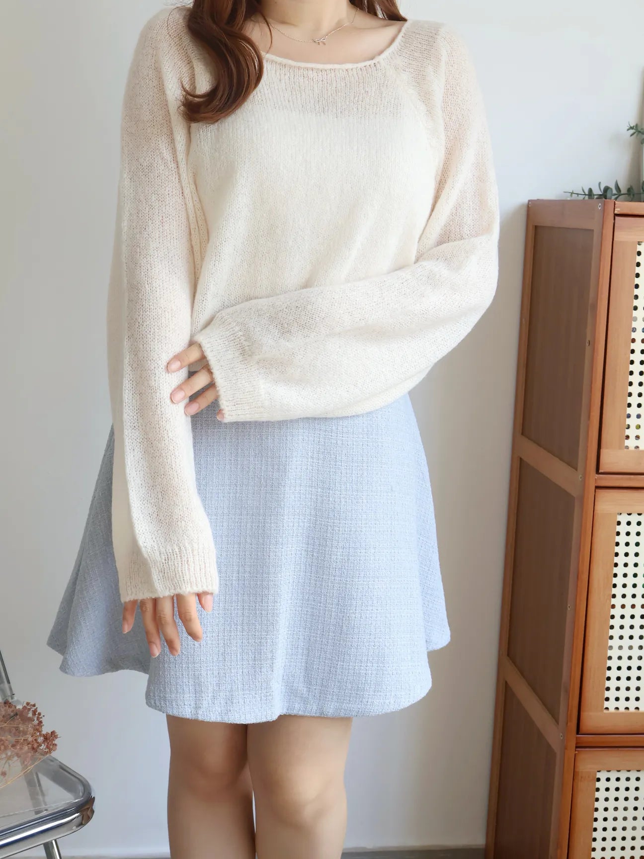 [8% Mohair] Cloud-Light Soufflé Sweater(Cream)