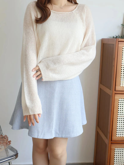 [8% Mohair] Cloud-Light Soufflé Sweater(Cream)