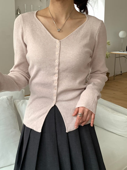 Elegant Sweetheart Neckline Button-Front Stretch Knit Top(5 colors)