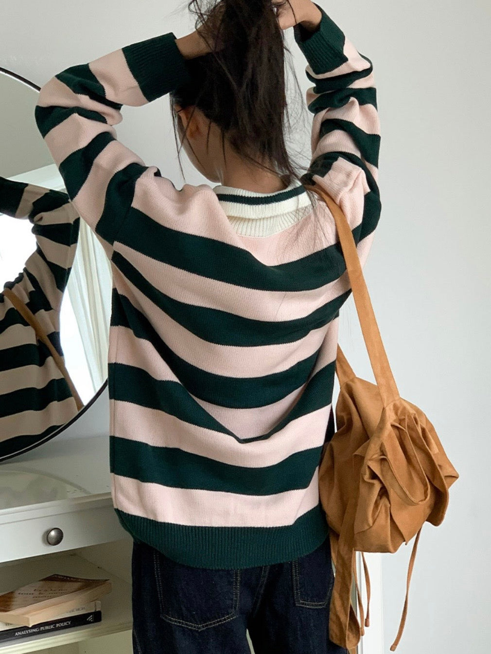Rugby Stripe Oversized Collar Knit Sweater(4 colors)
