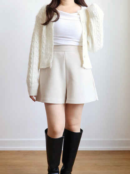 Romantic Cable Knit Cardigan(Ivory)