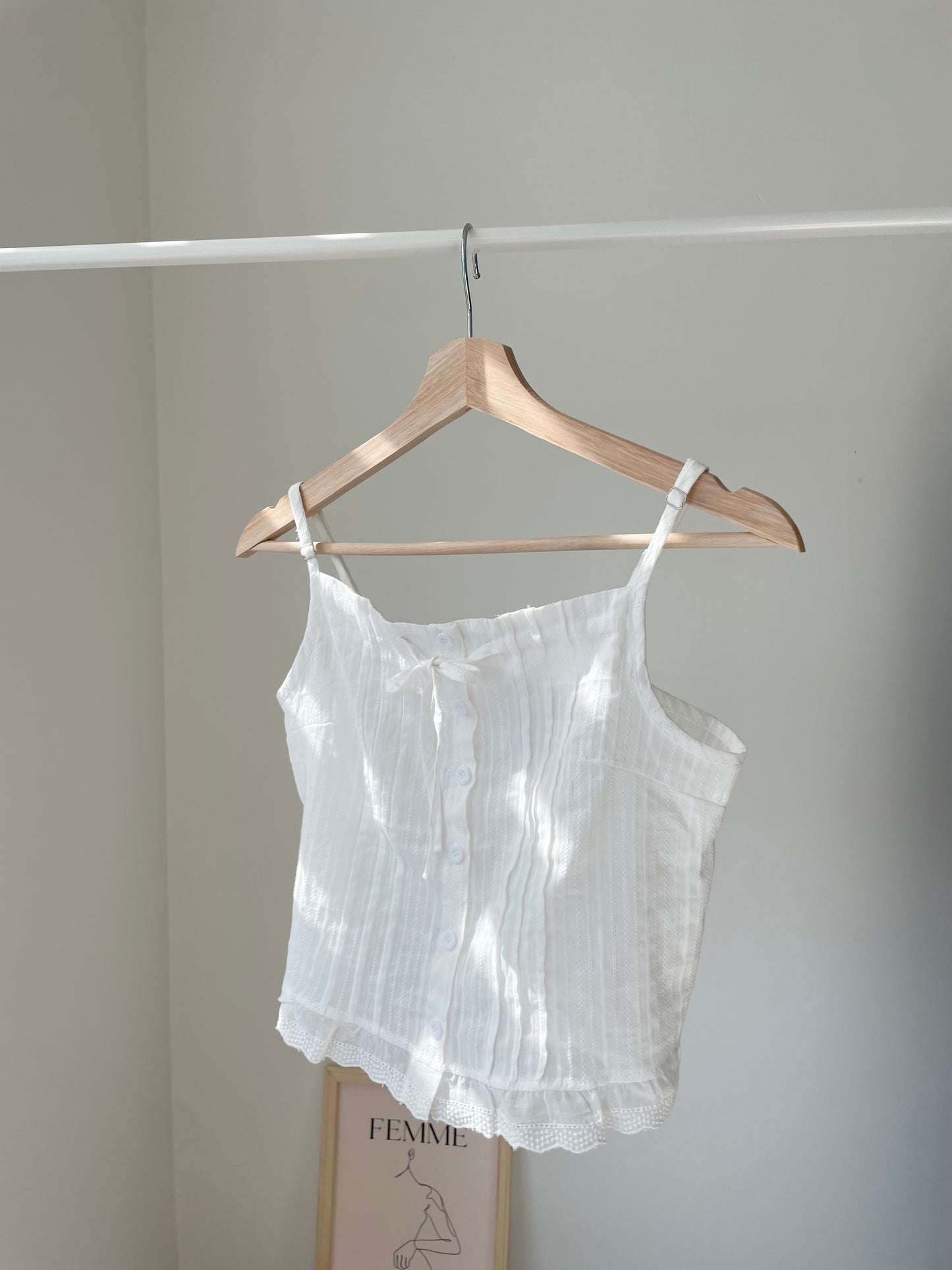 Romance Intricate Crochet Cotton Camisole Top(2 Colors)