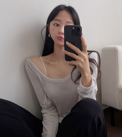 Crewneck Semi-Sheer Tencel UV Top(4 colors)