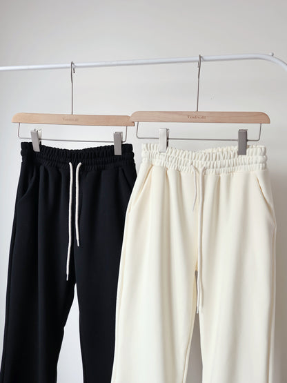 [3 Lengths] Pyjama-Soft Fuzzy Fleece Bootcut Pants with Pockets(Black)