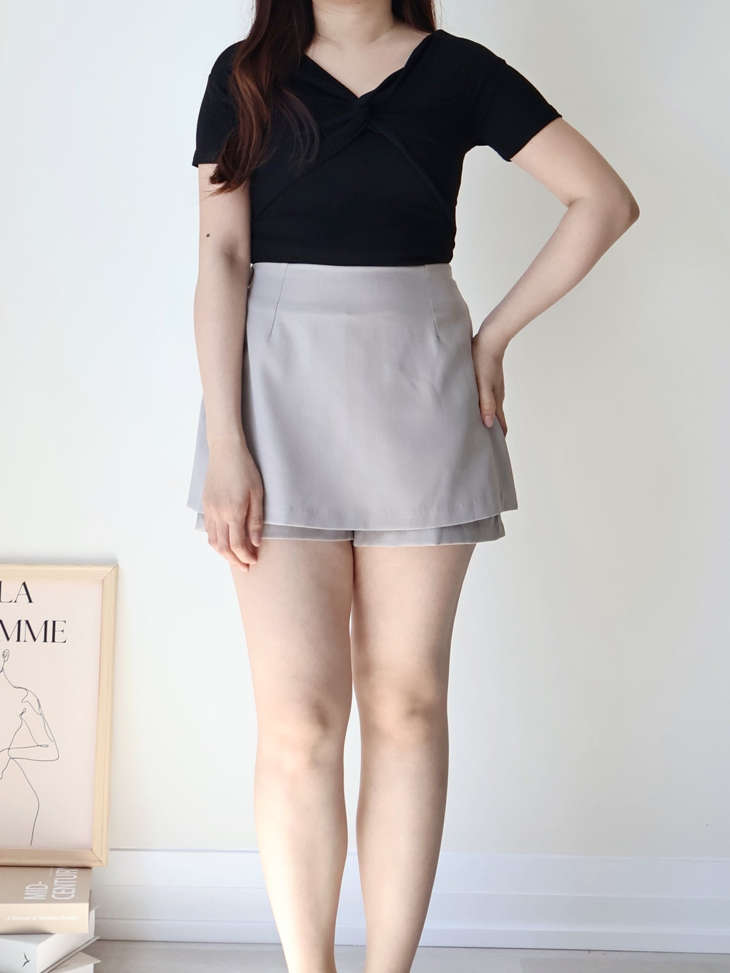 2-Way Cooling Twisted Silky High-Stretch Top(Black)