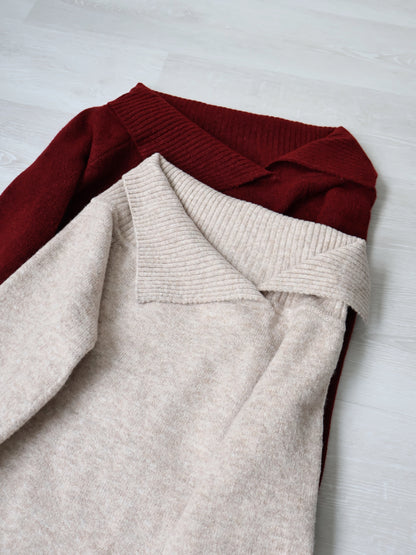 [2-WAYS] Elegant Off-shoulder Sweater(Wine)