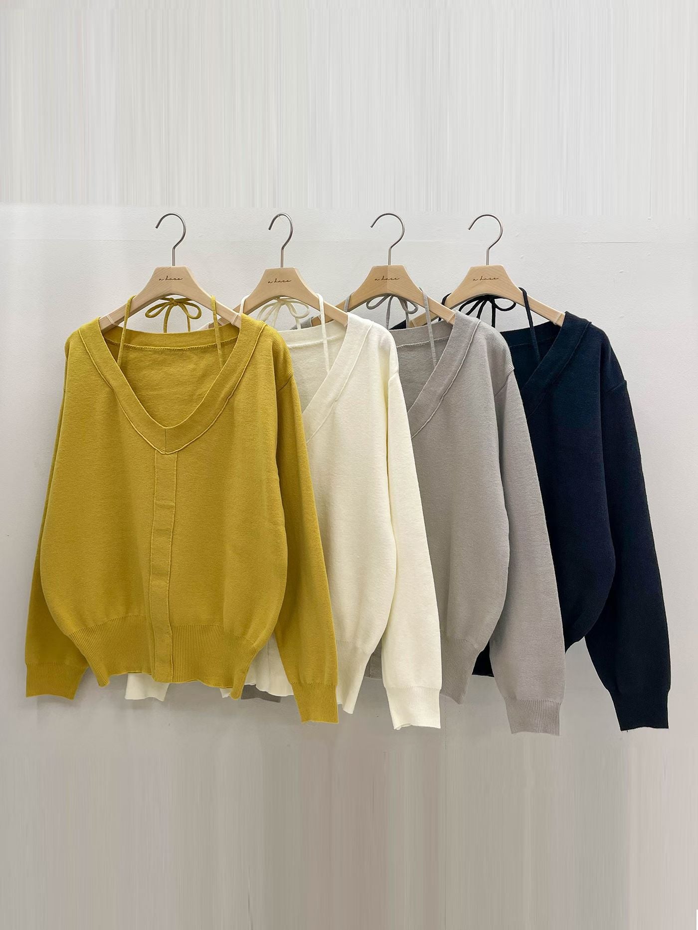 V-Neck Lazy Vibe Halter Sweater(4 colors)