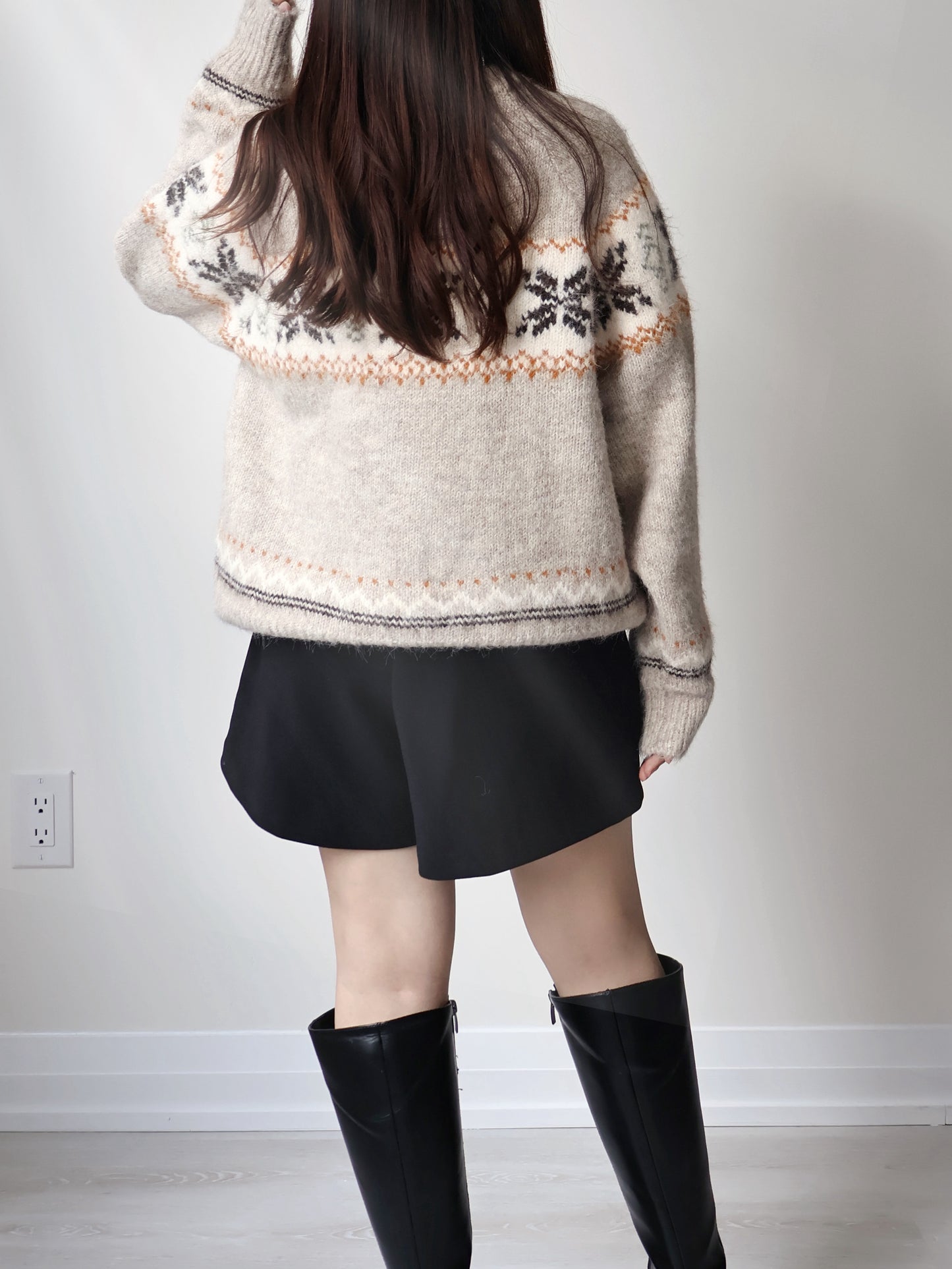 [10% WOOL] Snowflake Oversized Sweater(Oatmeal)