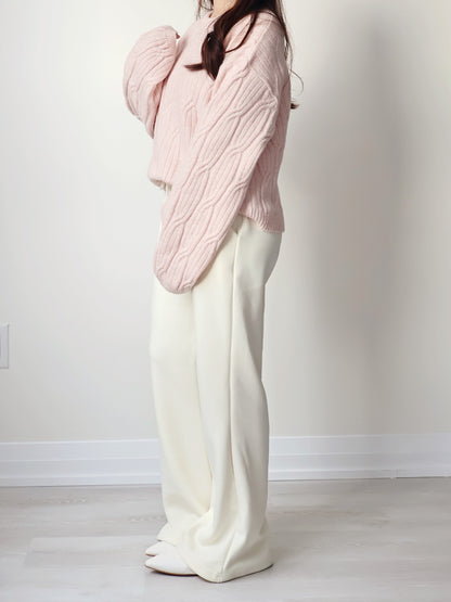 [3 Lengths] Pyjama-Soft Fuzzy Fleece Bootcut Pants with Pockets(Cream)