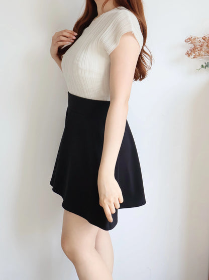 [Hidden Waistband] 365 Comfy A-Line Wide-Leg Cotton Shorts with Pockets(Black)