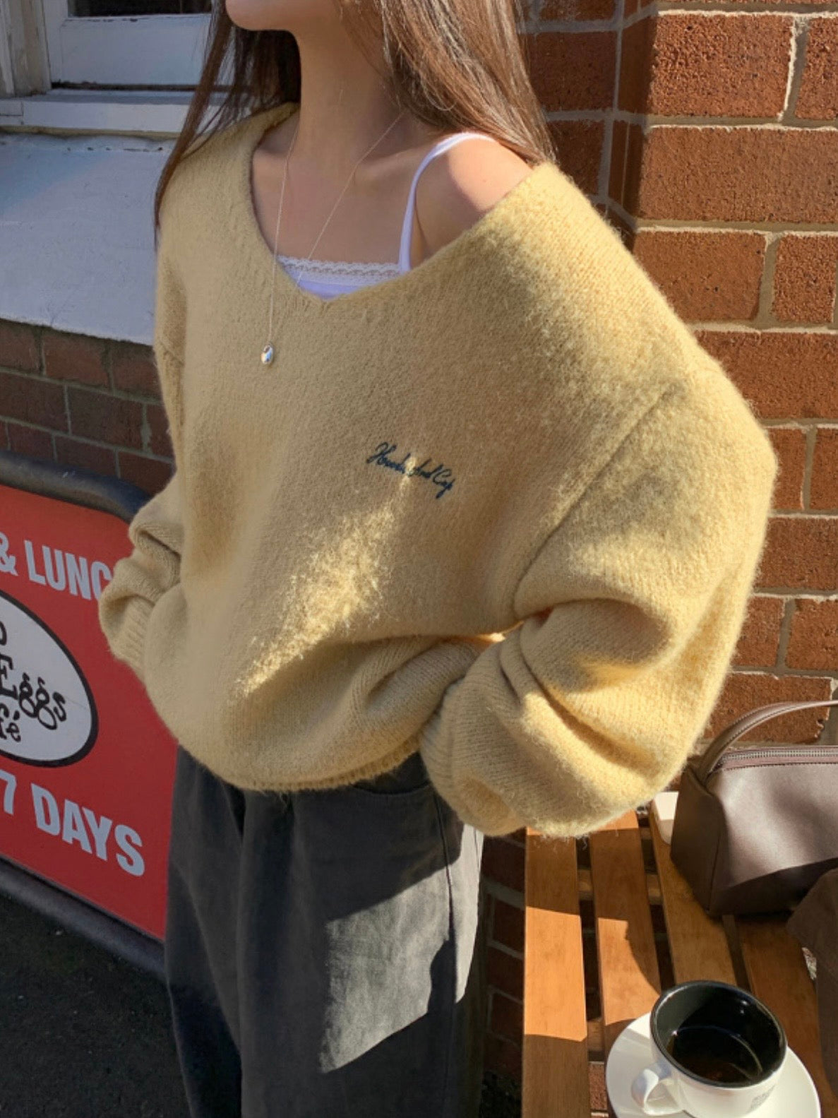 [10% Wool] Furry loose fit V-neck knit(5 colors)
