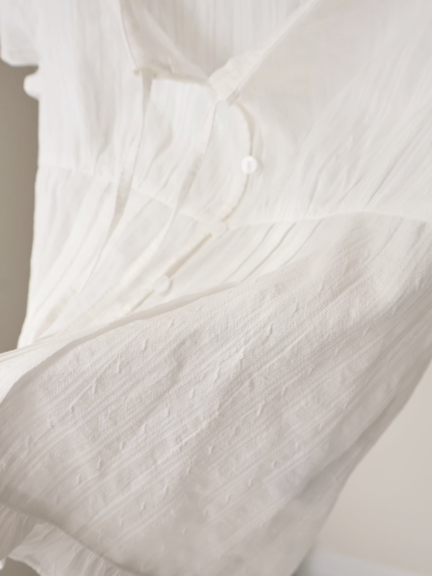 French Textured Jacquard Cotton Blouse(Ivory)