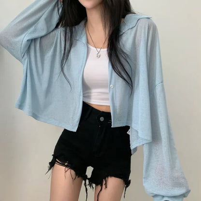 Morning Mist Sheer Layering Oversized Shirt(4 colors)