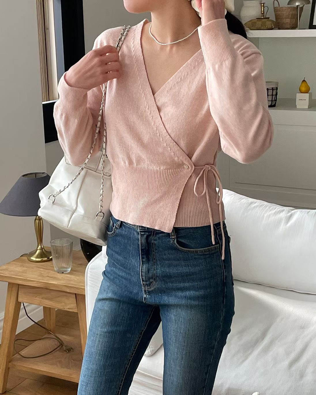 Elegant Draped V-Neck Waist-Defined Sweater(5 colors)