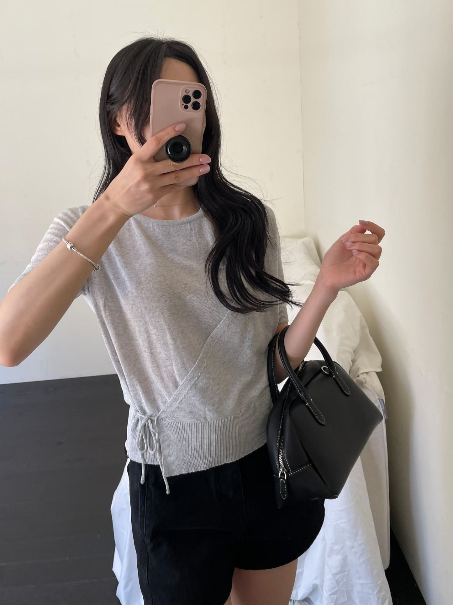 Sophisticated Cross-Front Open Knit Top(4 Colors)