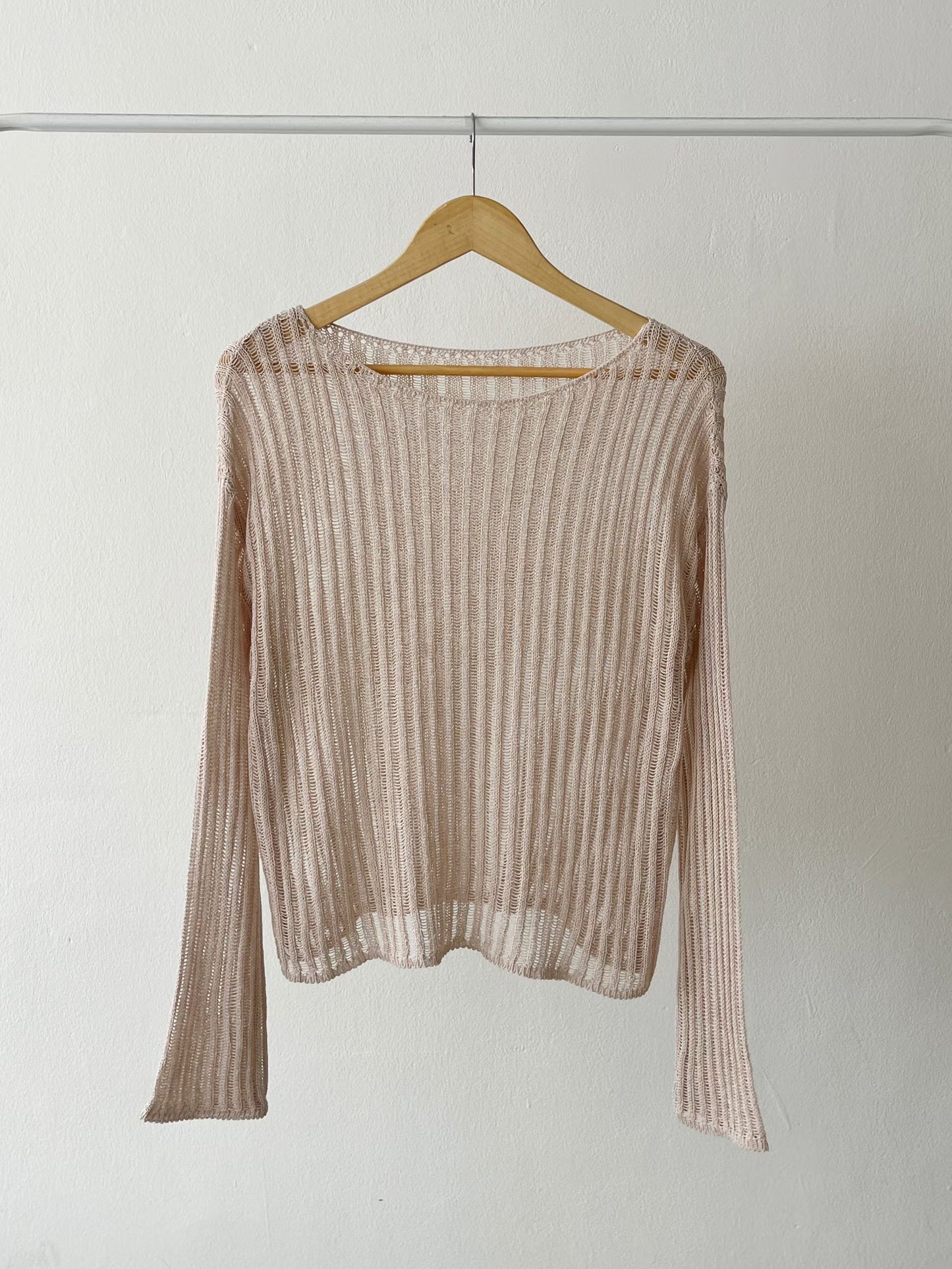 Minimalist Round Neck Sheer Knit Top(4 Colors)