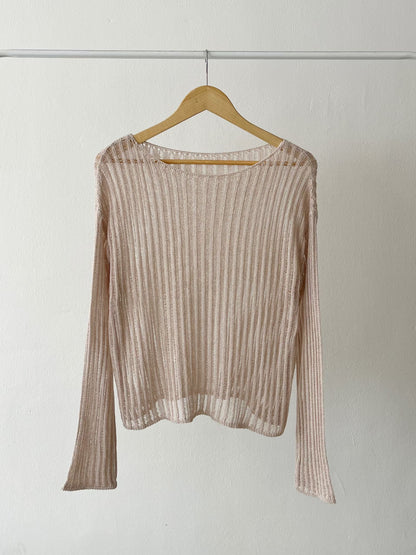 Minimalist Round Neck Sheer Knit Top(4 Colors)