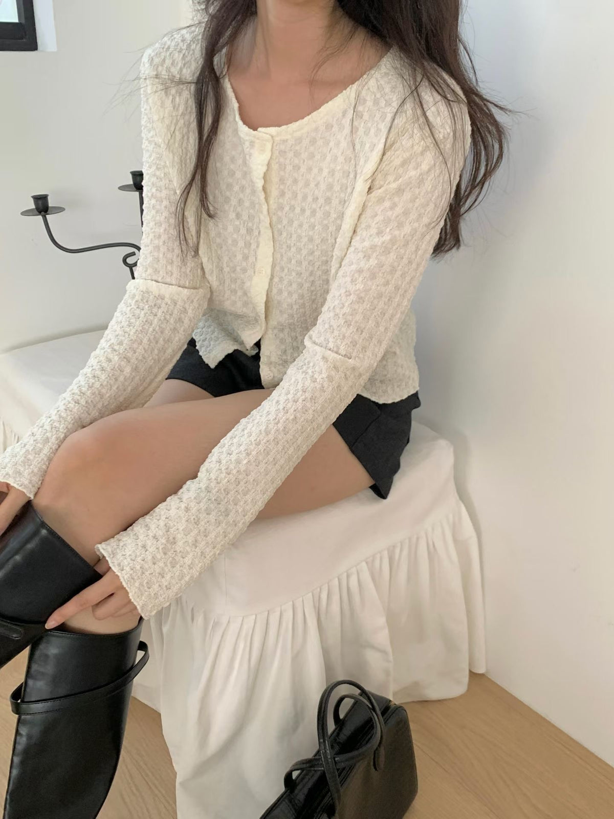 Minimalist Waffle Cardigan(4 Colors)