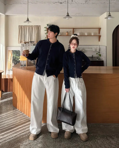 [Female] 5% Wool Color-Block Lapel Cardigan(4 colors)