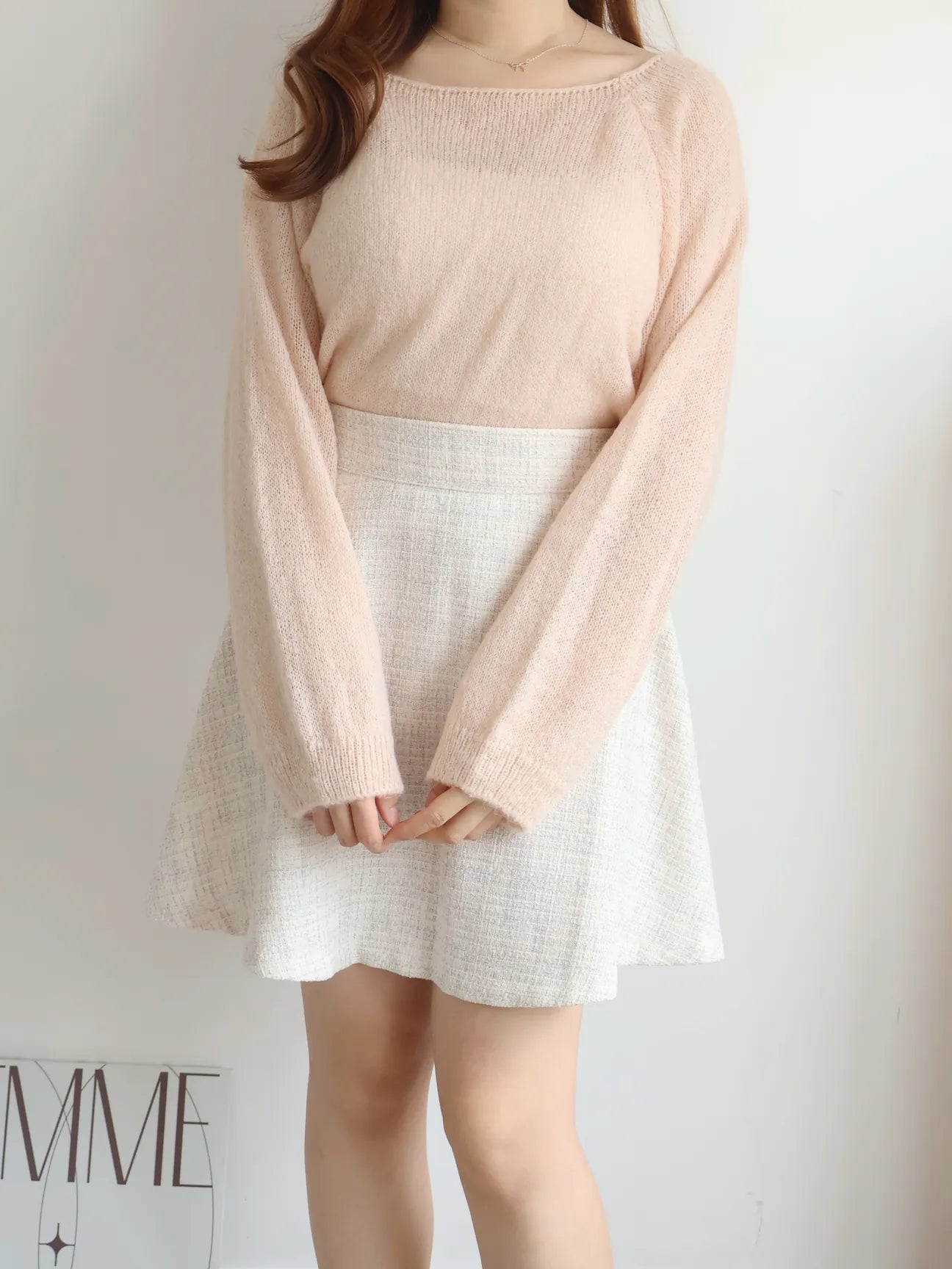[8% Mohair] Cloud-Light Soufflé Sweater(Peach)