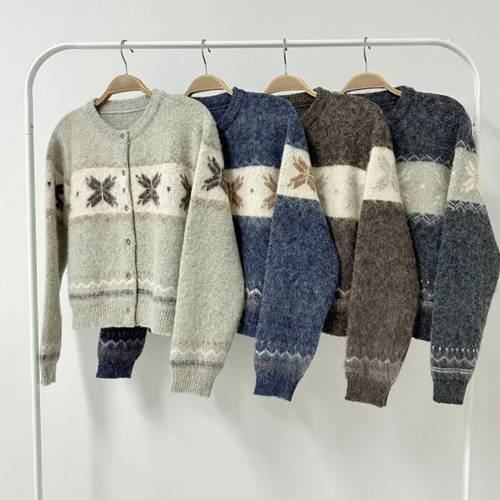 Winter Nordic Snowflake Cardigan