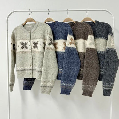 Winter Nordic Snowflake Cardigan