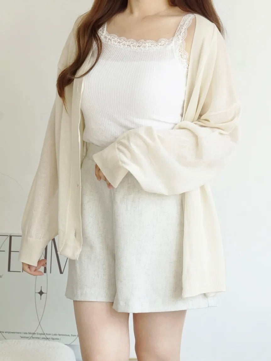 Oversized Sheer Ice Silk Sun-Protection Cardigan(Beige)