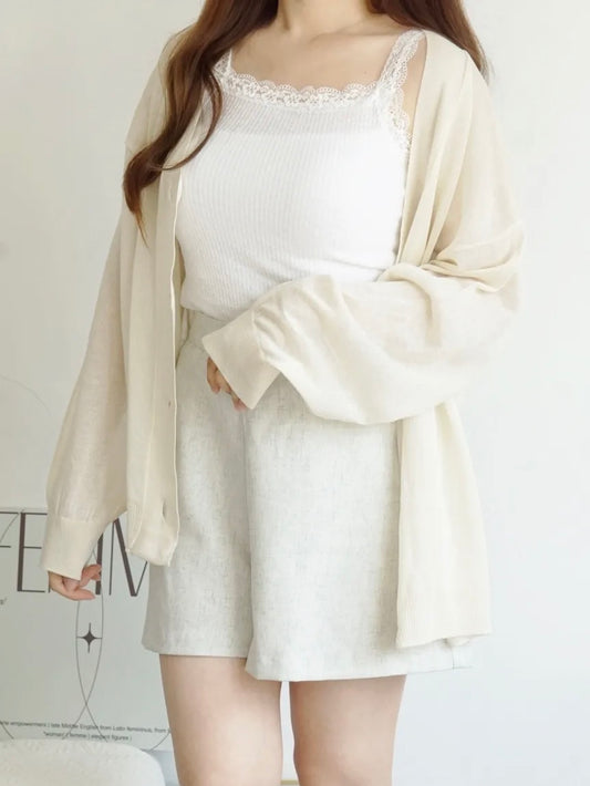 Oversized Sheer Ice Silk Sun-Protection Cardigan(Beige)