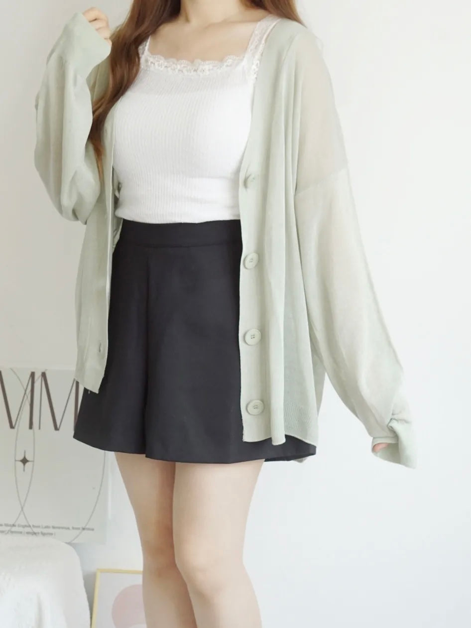 Oversized Sheer Ice Silk Sun-Protection Cardigan(Mint)