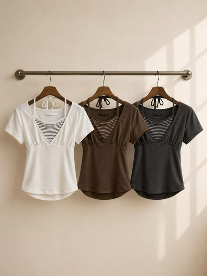 Chic Layered Striped Halter Top(3 colors)
