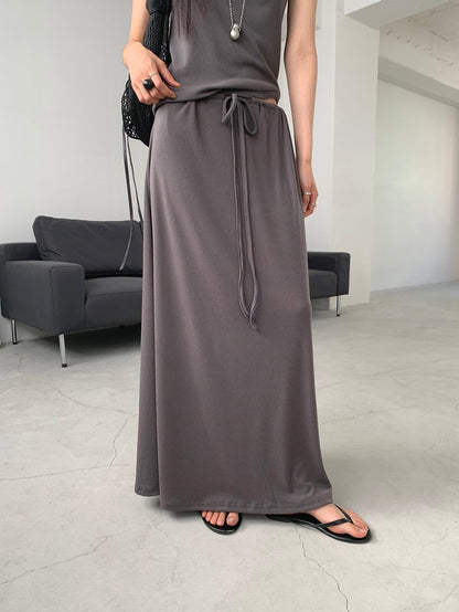 Summer Daily Elastic String Flowy Maxi A-Line Skirt(4 colors)