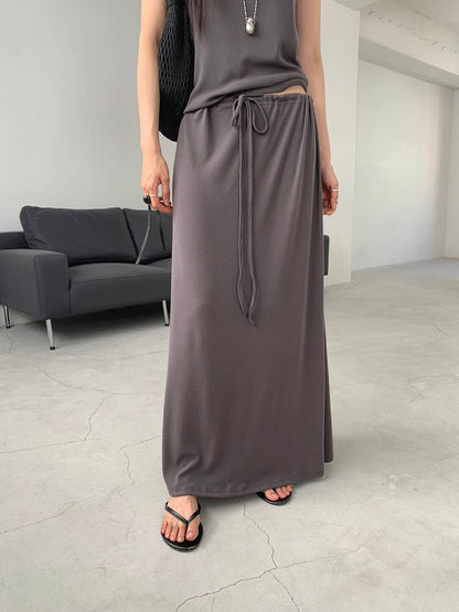 Summer Daily Elastic String Flowy Maxi A-Line Skirt(4 colors)